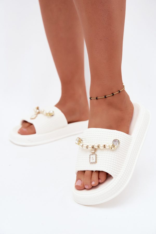 White Platform Sandals in Sandals & Flip-Flops For Women with Fabric, Footbed and Platform Height