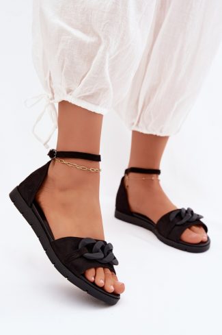 Black Sandals in Sandals & Flip-Flops For Women with Fabric, Footbed and Sole Height