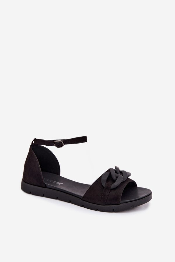 Black Sandals in Sandals & Flip-Flops For Women with Fabric, Footbed and Sole Height