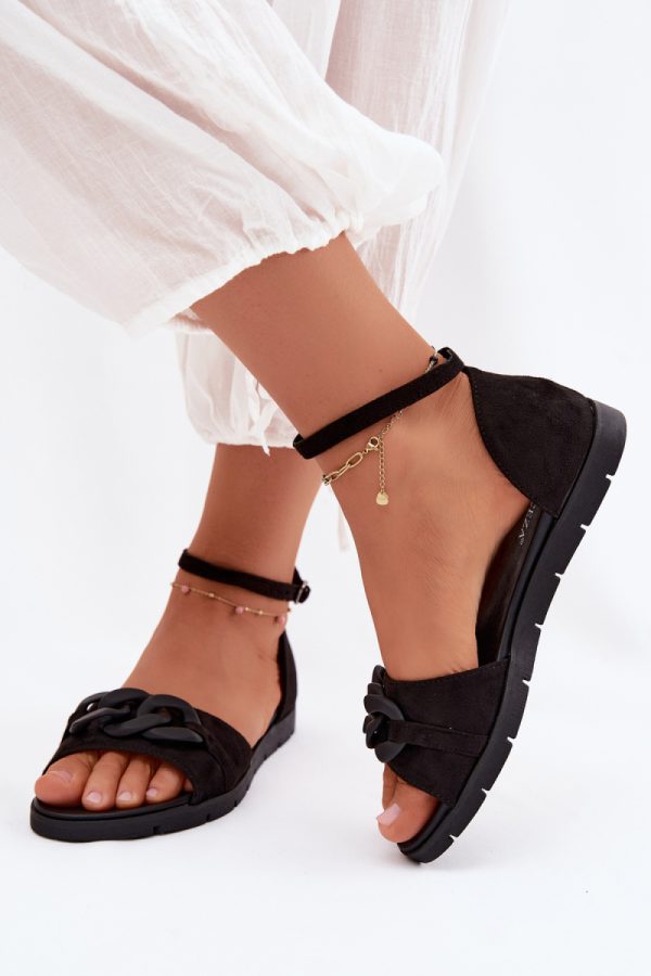 Black Sandals in Sandals & Flip-Flops For Women with Fabric, Footbed and Sole Height