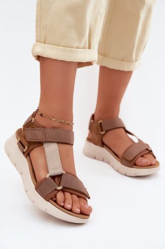 Brown Platform Sandals in Sandals & Flip-Flops For Women with Fabric, Footbed and Platform Height