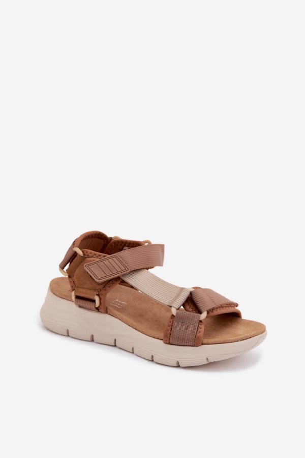 Brown Platform Sandals in Sandals & Flip-Flops For Women with Fabric, Footbed and Platform Height