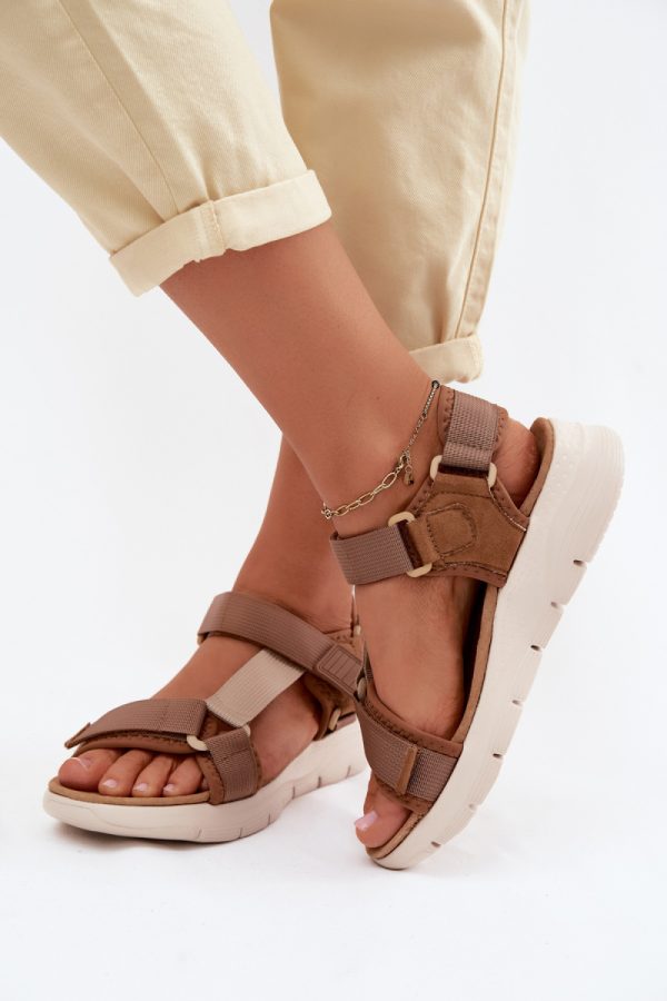 Brown Platform Sandals in Sandals & Flip-Flops For Women with Fabric, Footbed and Platform Height