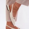 Beige Sandals in Sandals & Flip-Flops For Women with Fabric, Footbed and Heel Height