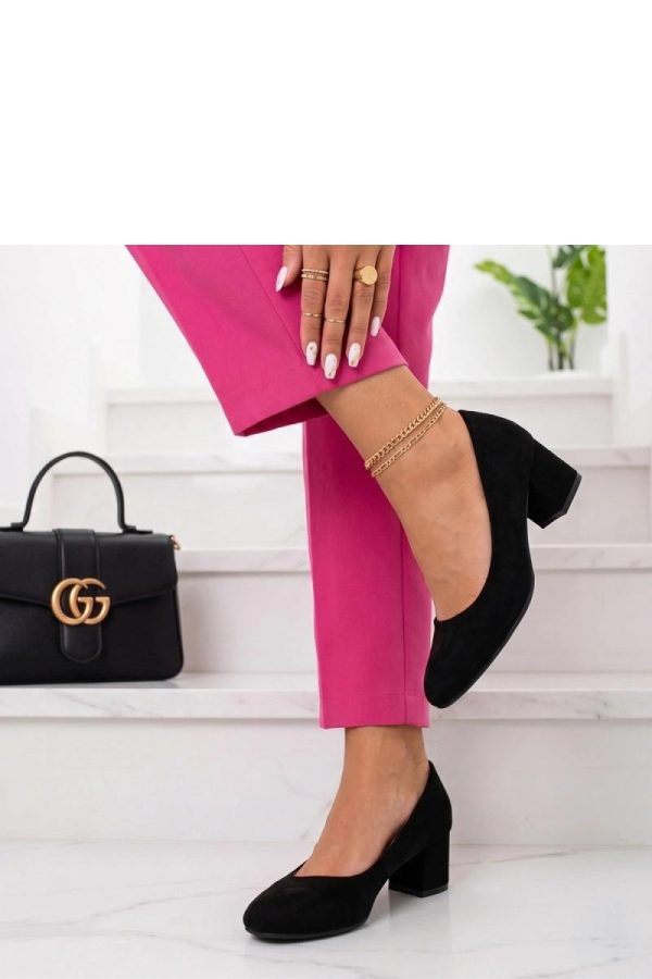 Black Heel Pumps in Court Shoes, Pumps Shoes with Fabric, Footbed and Heel Height
