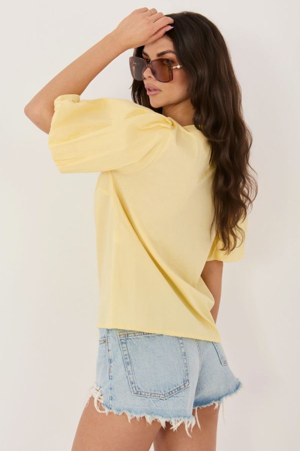 Yellow Blouse in Women`s Blouses, Tunics with Cotton and Spandex