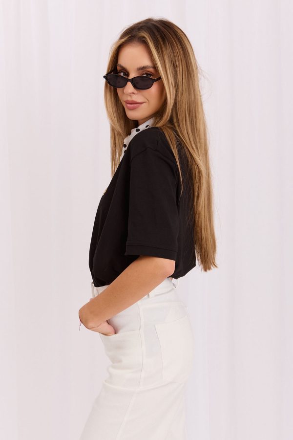 Black T-shirt in Women`s Tops, T-shirts, Singlets with Cotton and Spandex