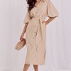 Beige Daydress in Day Dresses with Cotton