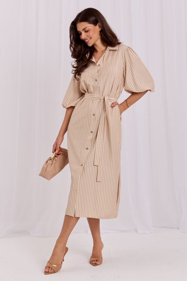 Beige Daydress in Day Dresses with Cotton