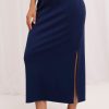Navy Blue Skirt in Skirts with Spandex and Viscose