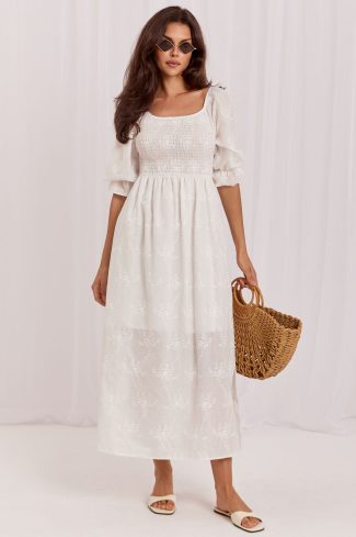 Beige Daydress in Day Dresses with Cotton