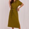 Green Daydress in Day Dresses with Spandex and Viscose