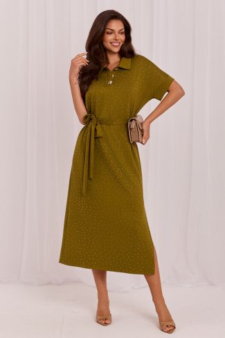 Green Daydress in Day Dresses with Spandex and Viscose