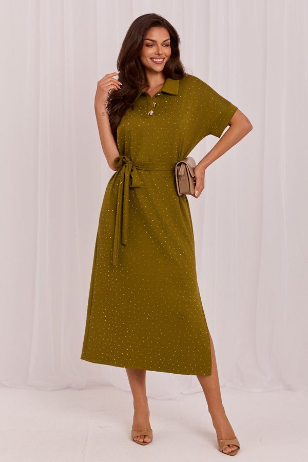 Green Daydress in Day Dresses with Spandex and Viscose