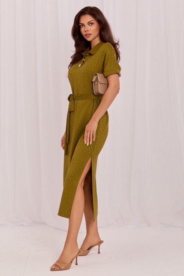Green Daydress in Day Dresses with Spandex and Viscose