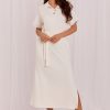 Beige Daydress in Day Dresses with Spandex and Viscose