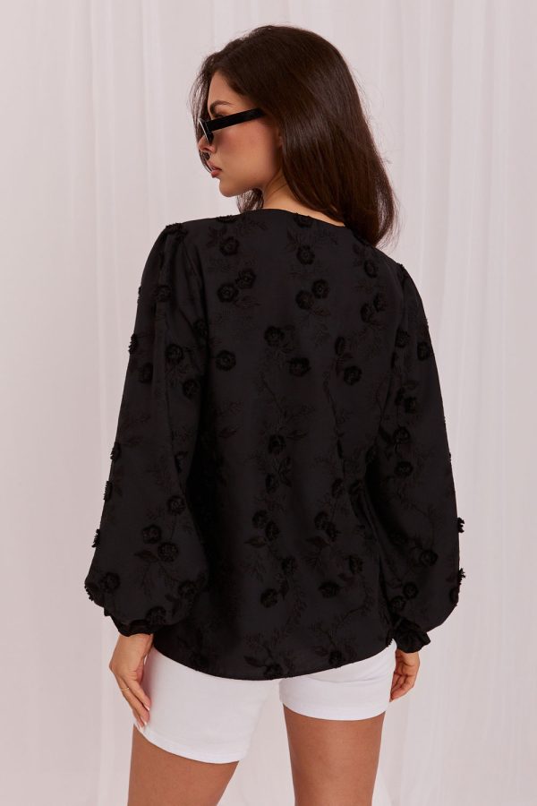 Black Long Sleeve Shirt in Shirts For Women with Cotton