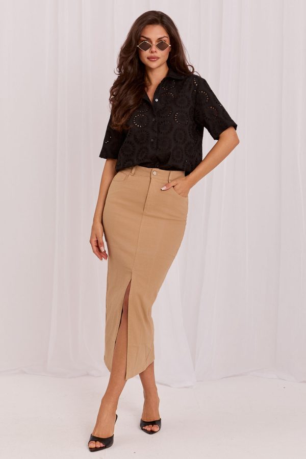 Black Short Sleeve Shirt in Shirts For Women with Cotton