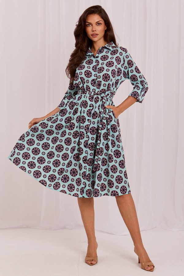 Green Daydress in Day Dresses with Cotton and Polyester