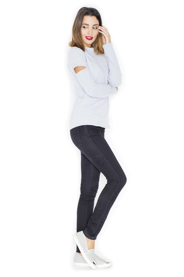 Grey Blouse in Women`s Blouses, Tunics with Cotton and Spandex
