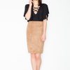 Brown Skirt in Skirts with Spandex and Polyester