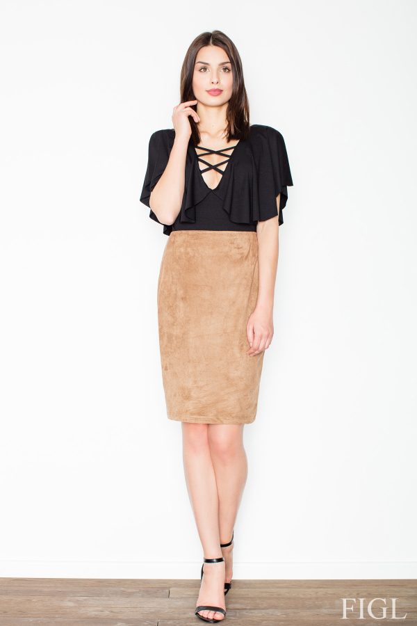 Brown Skirt in Skirts with Spandex and Polyester