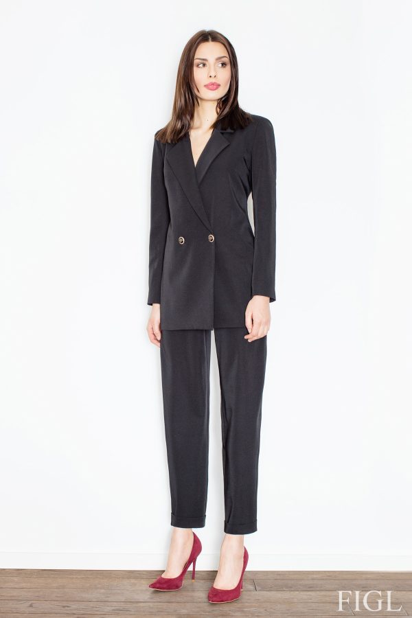 Black Women Trousers in Pants, Trousers, Shorts with Spandex and Polyester