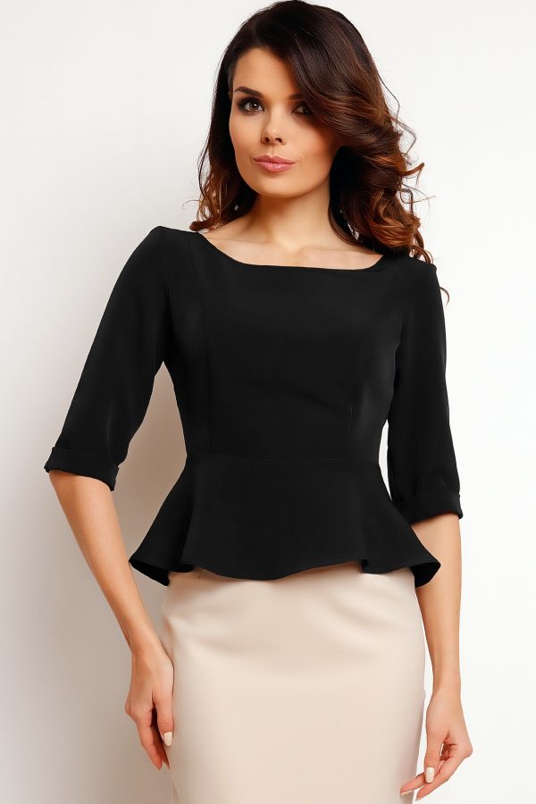 Black Blouse in Women`s Blouses, Tunics with Spandex and Polyester