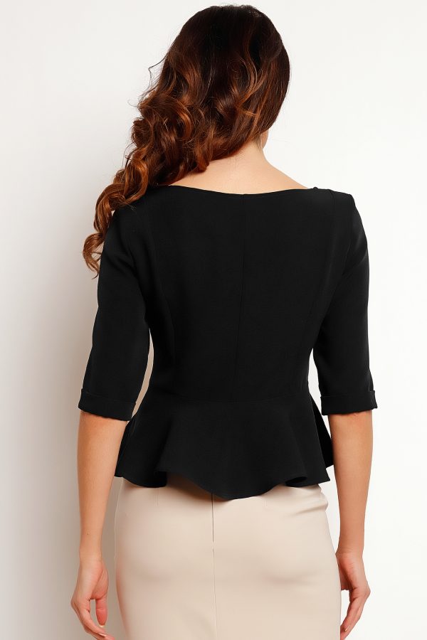 Black Blouse in Women`s Blouses, Tunics with Spandex and Polyester