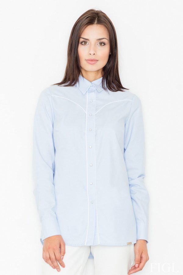 Blue Long Sleeve Shirt in Shirts For Women with