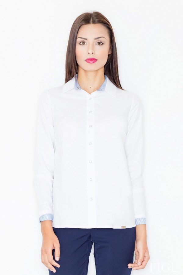 White Long Sleeve Shirt in Shirts For Women with