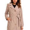 Beige Coat in Women`s Coats, Jackets with Cotton and Polyester