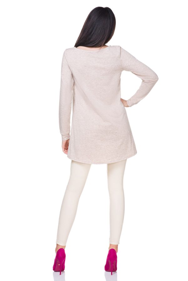 Beige Blouse in Women`s Blouses, Tunics with Cotton, Spandex and Polyester