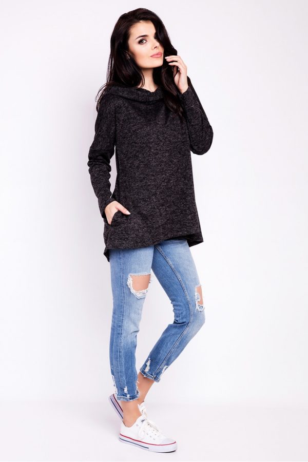 Grey Sweatshirt in Sweatshirts For Women with Spandex, Polyester and Viscose