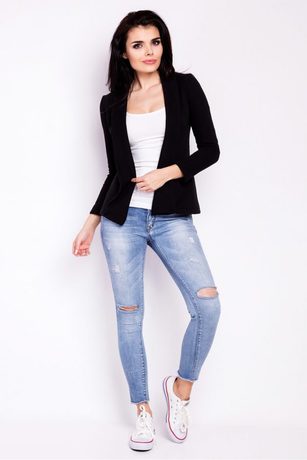Black Jacket in Jackets, Vests For Women with Cotton and Spandex