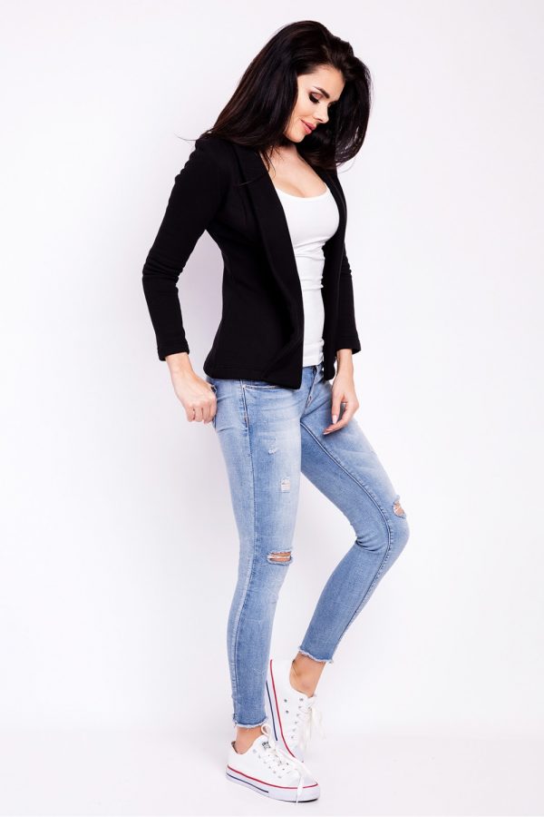 Black Jacket in Jackets, Vests For Women with Cotton and Spandex
