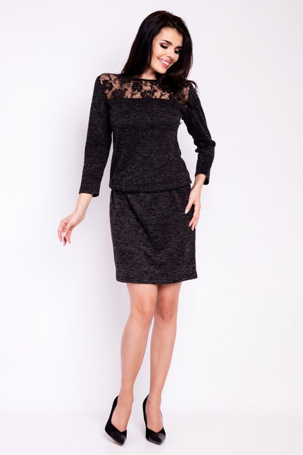 Grey Daydress in Day Dresses with Spandex, Polyester and Viscose