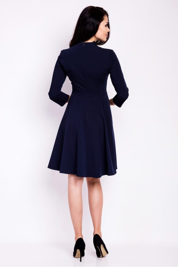 Navy Blue Daydress in Day Dresses with Spandex, Polyester and Viscose