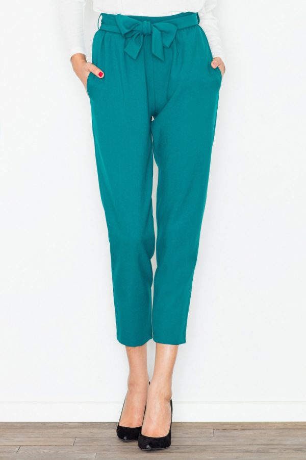 Green Women Trousers in Casual Pants For Women with Polyester