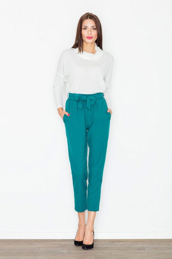 Green Women Trousers in Casual Pants For Women with Polyester