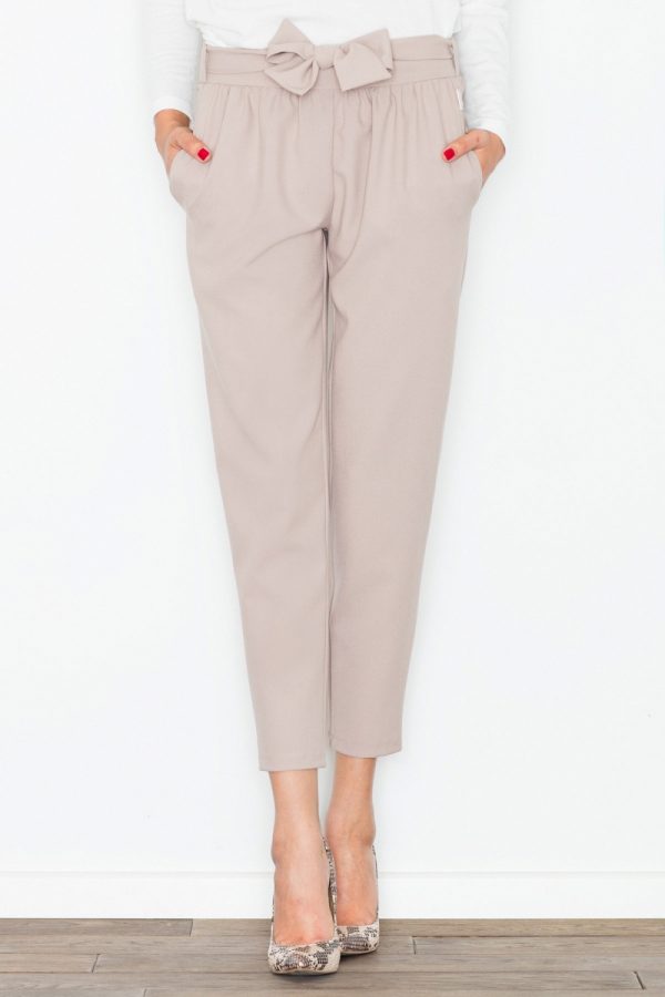 Beige Women Trousers in Casual Pants For Women with Polyester
