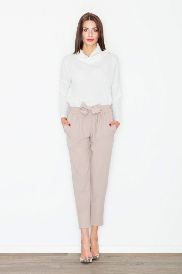 Beige Women Trousers in Casual Pants For Women with Polyester