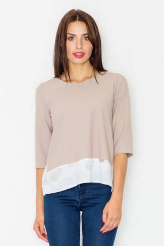beige Blouse model 77130 Figl