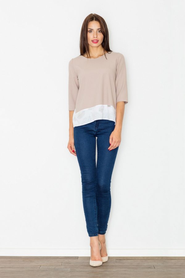 beige Blouse model 77130 Figl