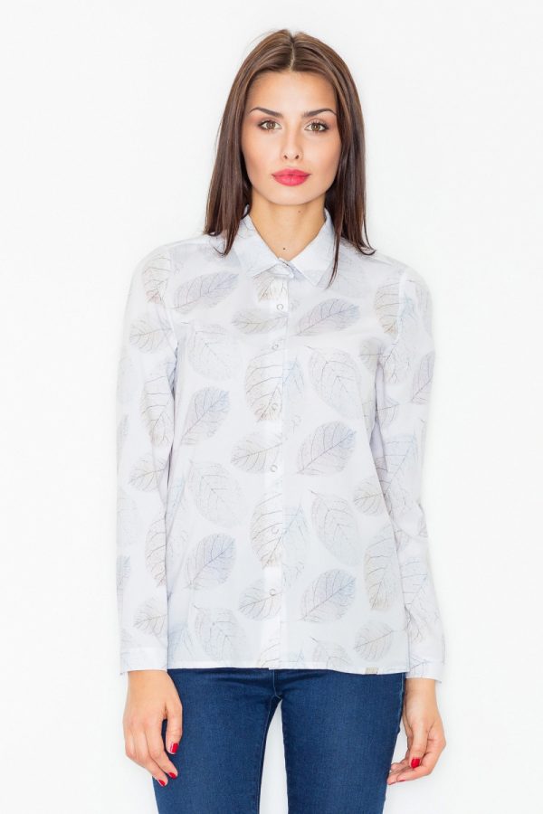 White Long Sleeve Shirt in Shirts For Women with Spandex and Polyester