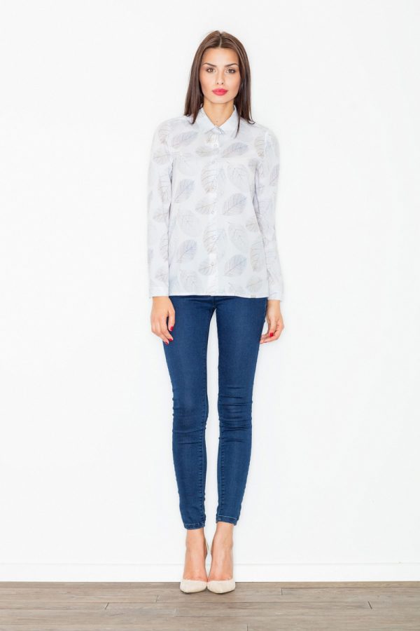 White Long Sleeve Shirt in Shirts For Women with Spandex and Polyester