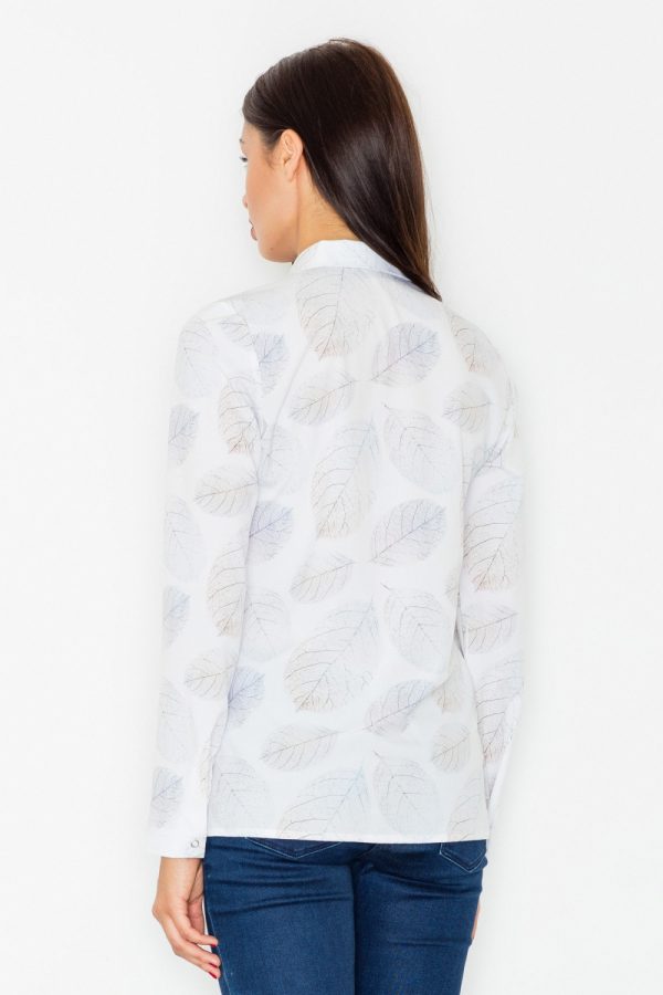 White Long Sleeve Shirt in Shirts For Women with Spandex and Polyester