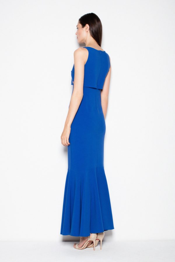 Blue Long Dress in Evening Dresses with Spandex, Polyester and Viscose