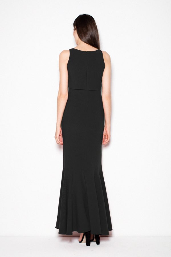 Black Long Dress in Evening Dresses with Spandex, Polyester and Viscose