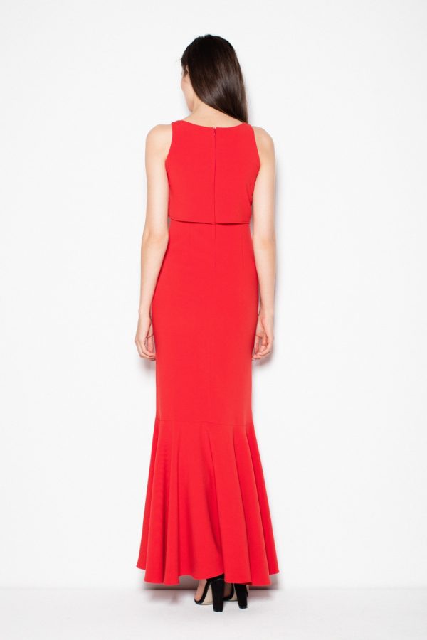 Red Long Dress in Evening Dresses with Spandex, Polyester and Viscose